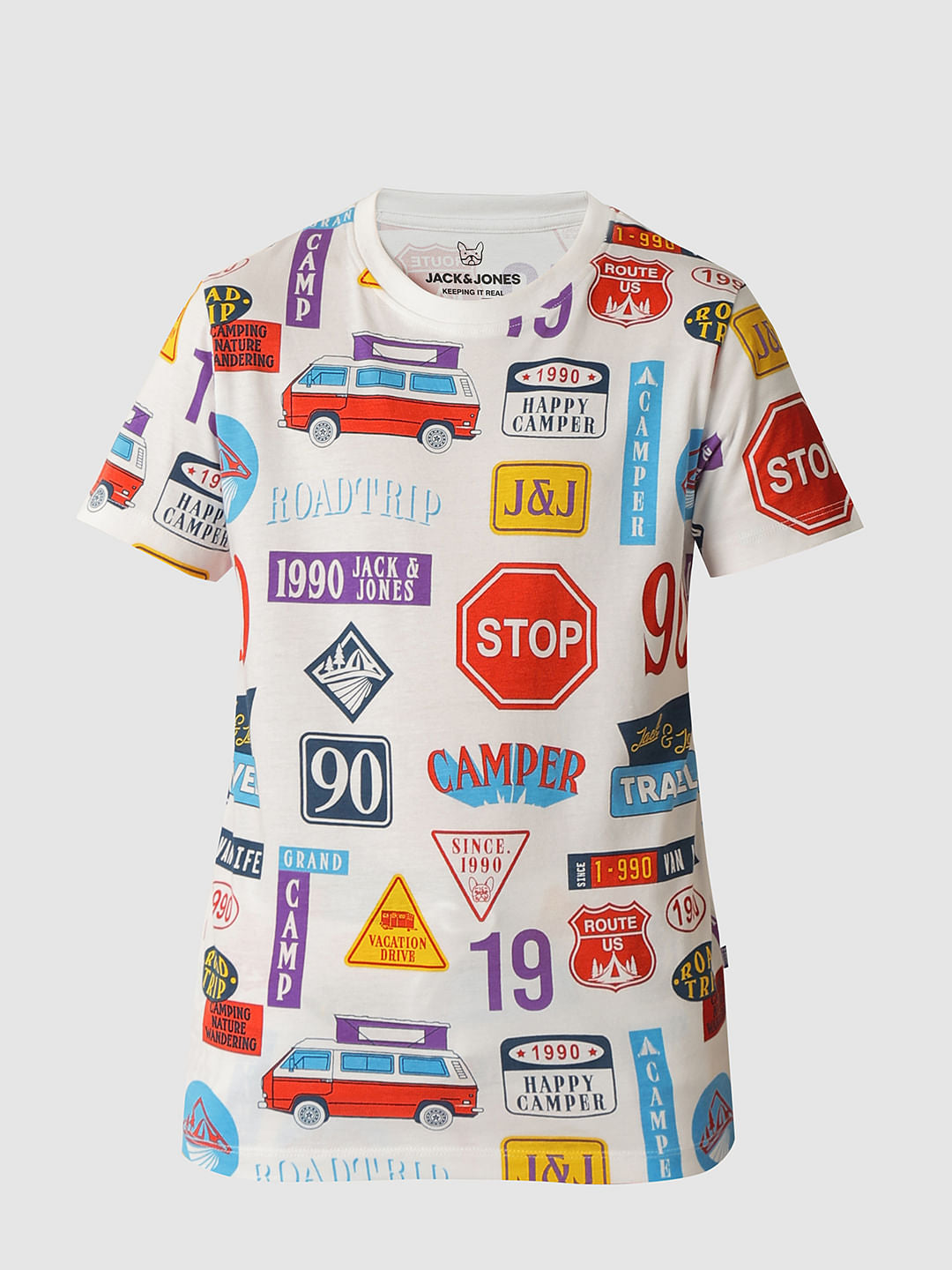 Boys White Sticker Print Co-ord Set T-shirt