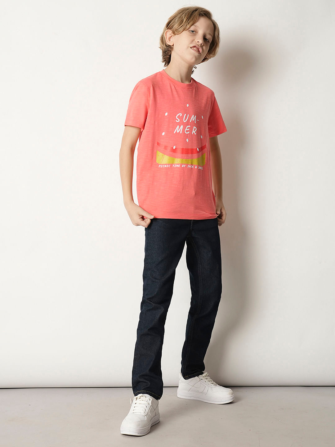 Boys Coral Watermelon Print T-shirt