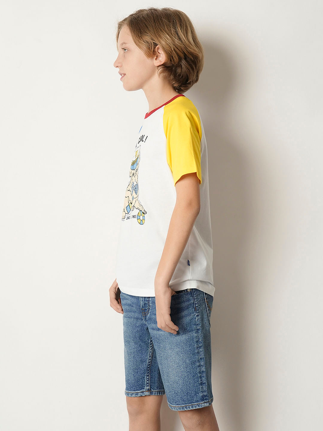 Boys White Colourblocked T-shirt