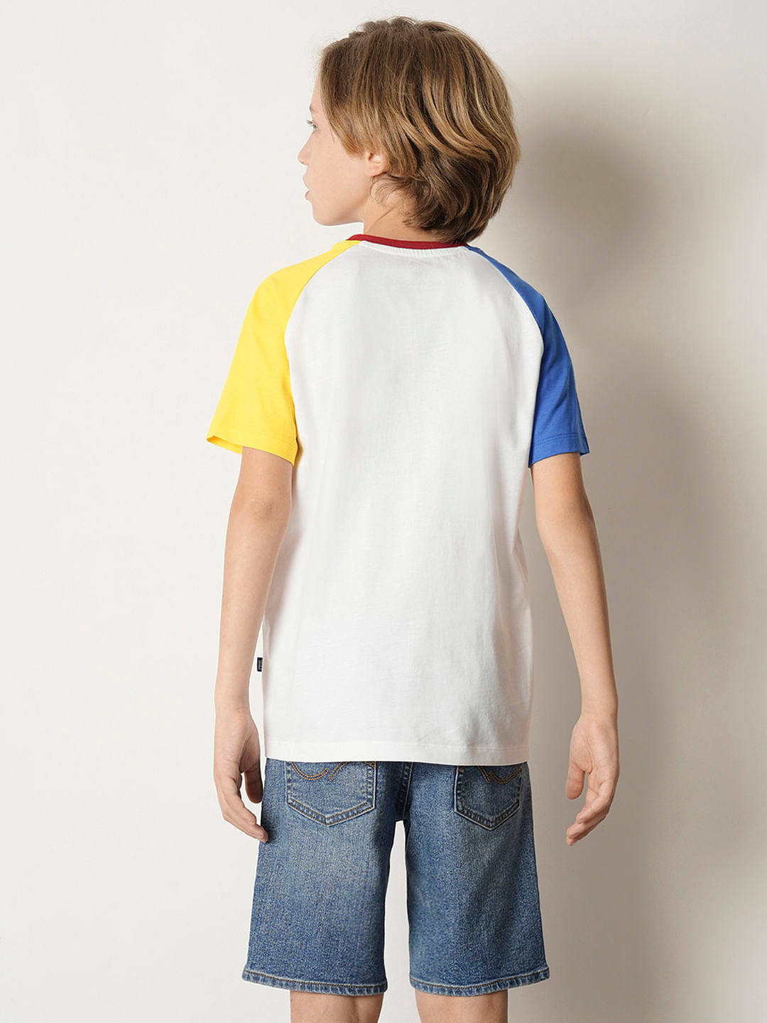 Boys White Colourblocked T-shirt