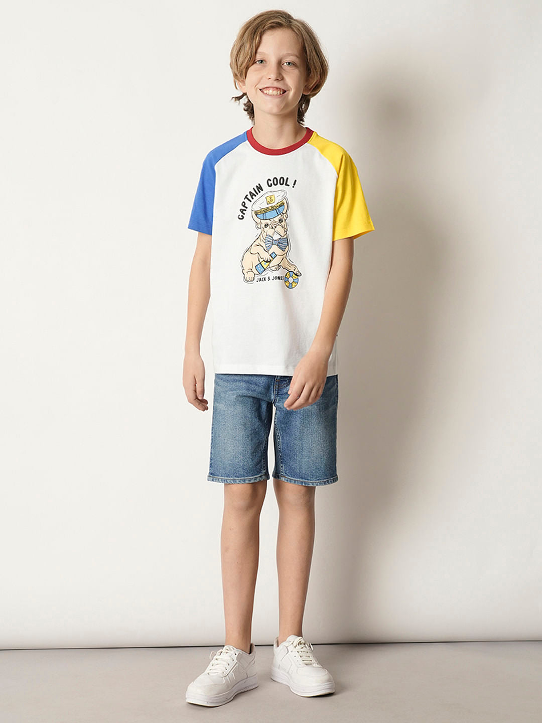 Boys White Colourblocked T-shirt