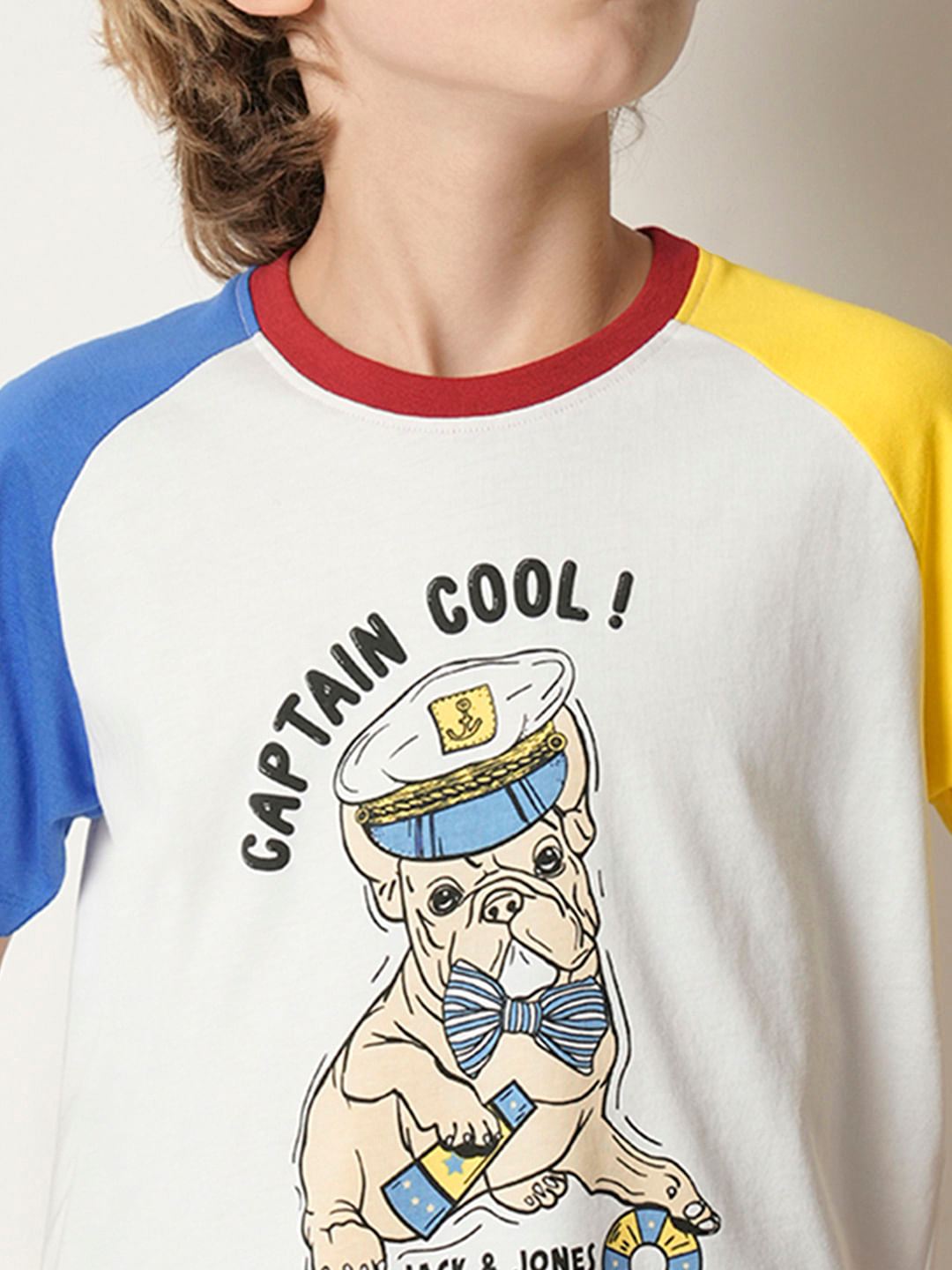 Boys White Colourblocked T-shirt