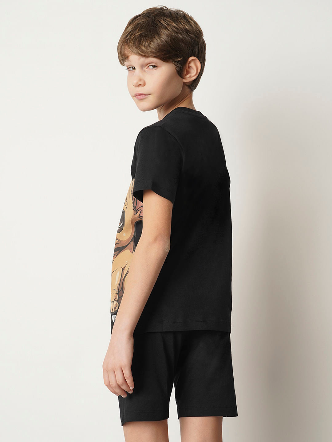 Boys Black Confused Dog T-shirt