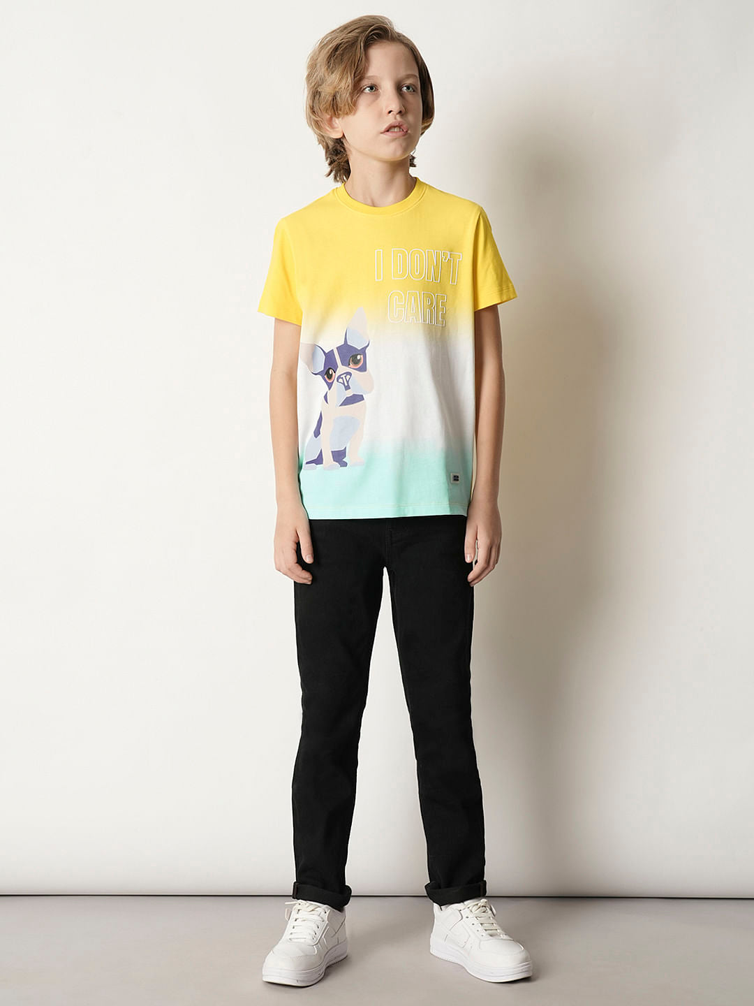 Boys Yellow Ombre Print T-shirt
