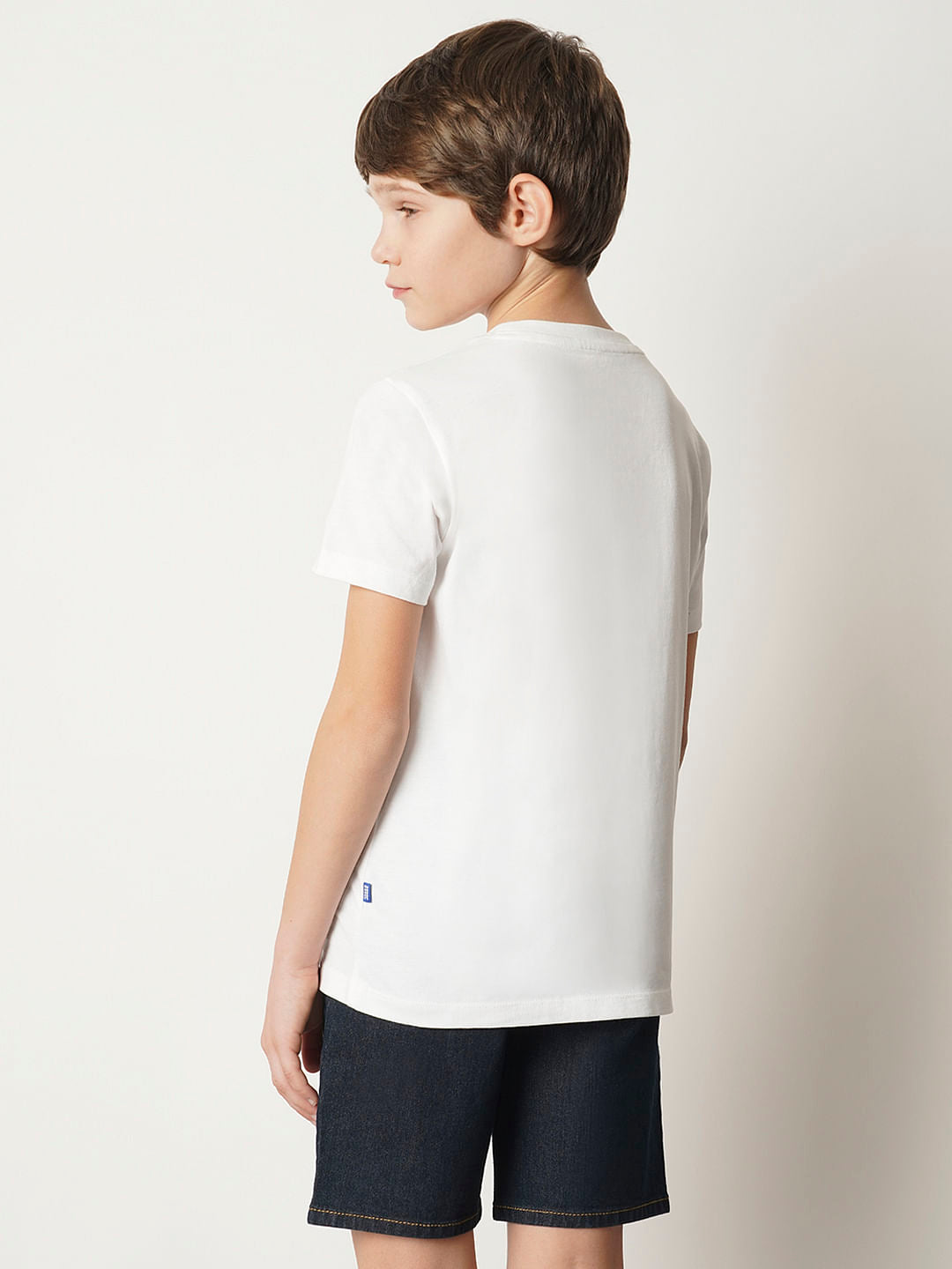Boys White Text Print T-shirt
