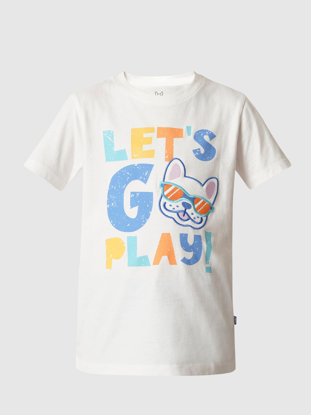Boys White Text Print T-shirt