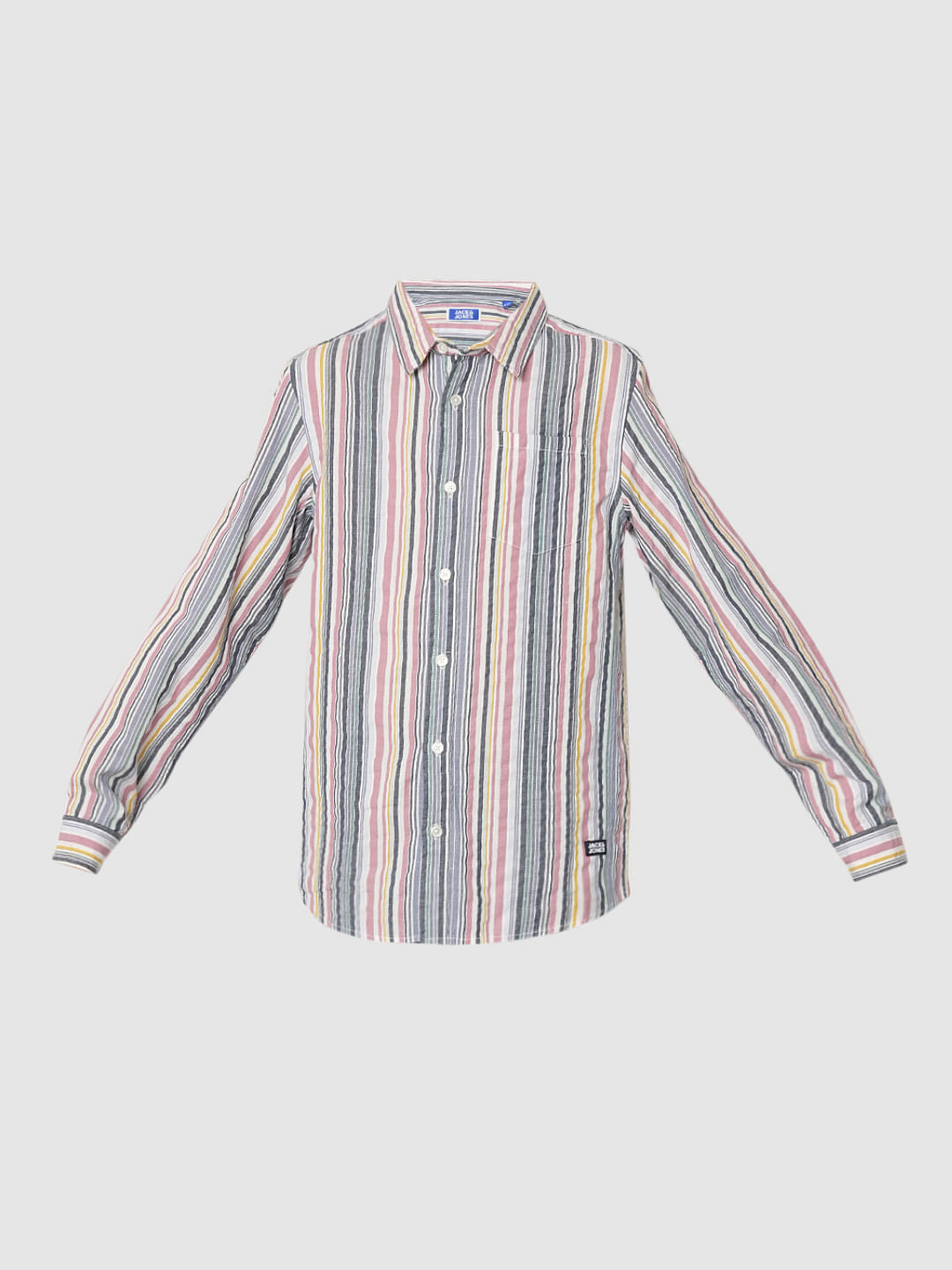 Boys White Striped Full Sleeves Shirt