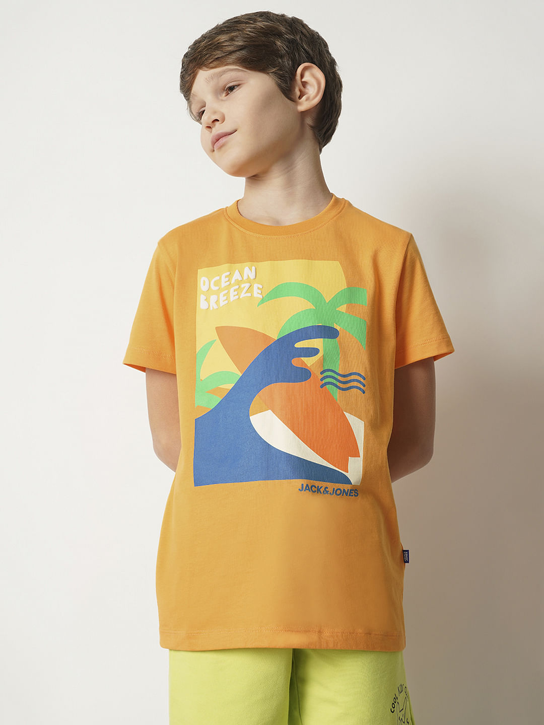 Boys Orange Ocean Breeze Crew Neck T-shirt