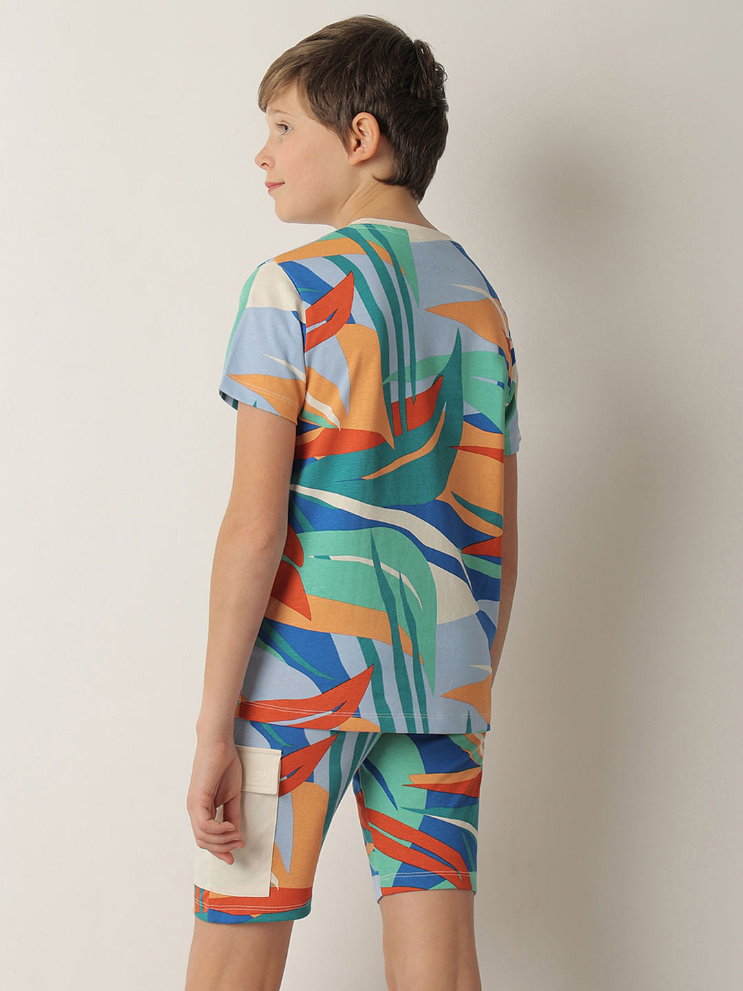 Boys Blue Tropical Print Co-ord Set T-shirt