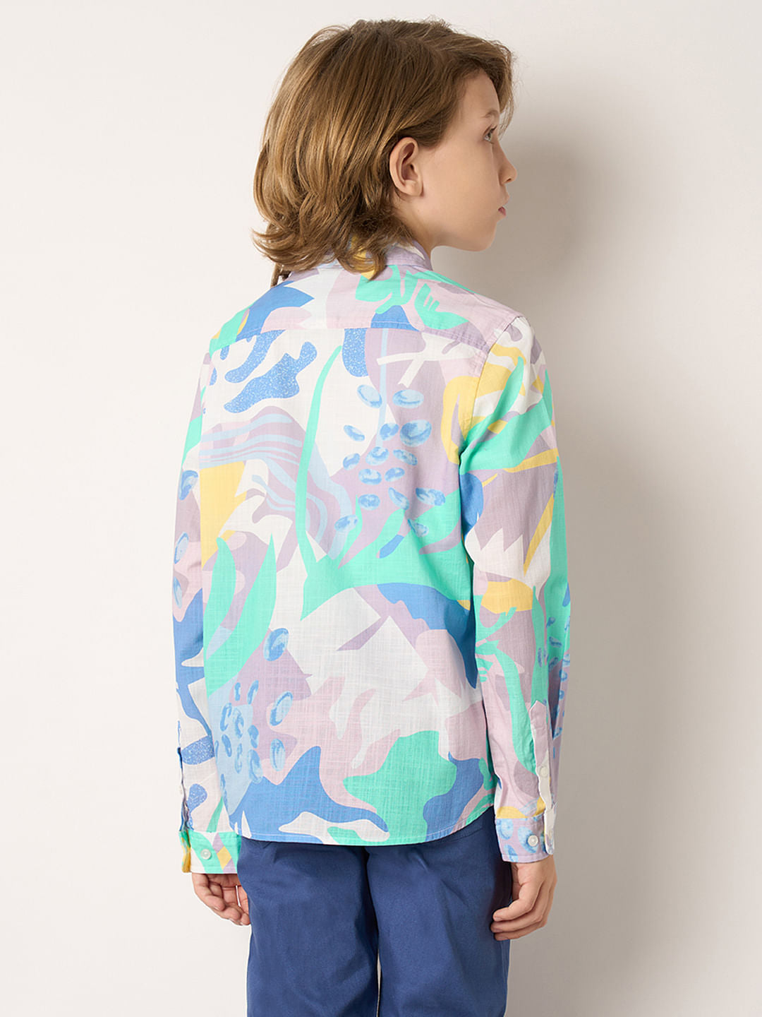 Boys Purple Printed Full Sleeves Shirt
