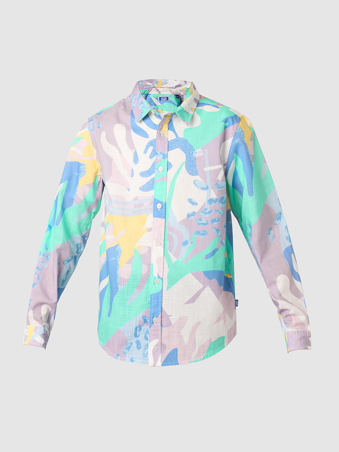 Boys Purple Printed Full Sleeves Shirt