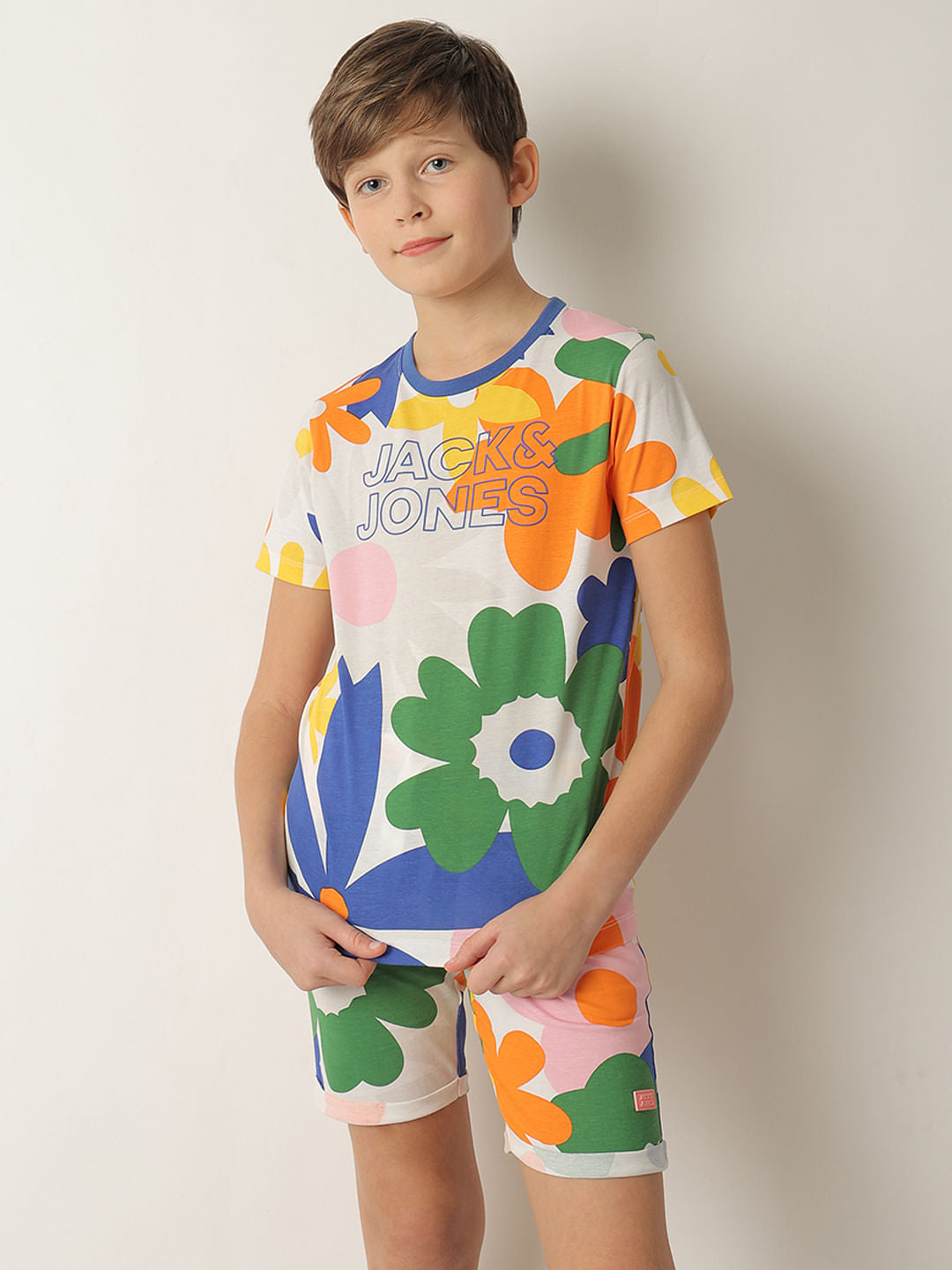 Boys Green Floral Co-ord Set T-shirt