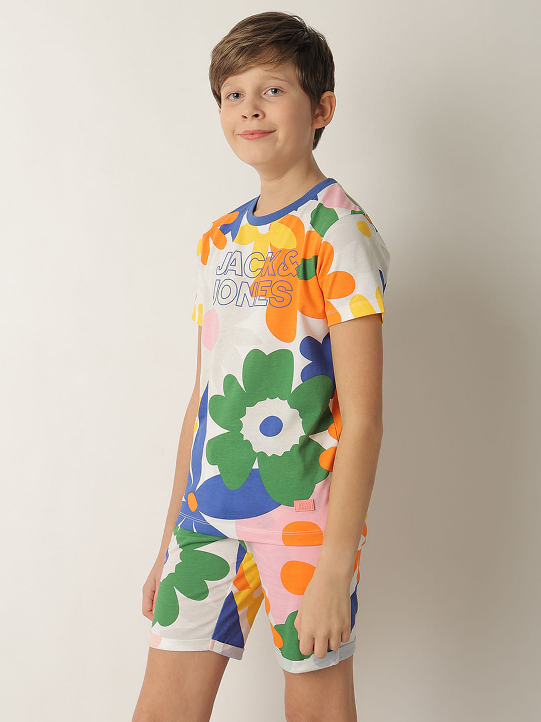 Boys Green Floral Co-ord Set T-shirt