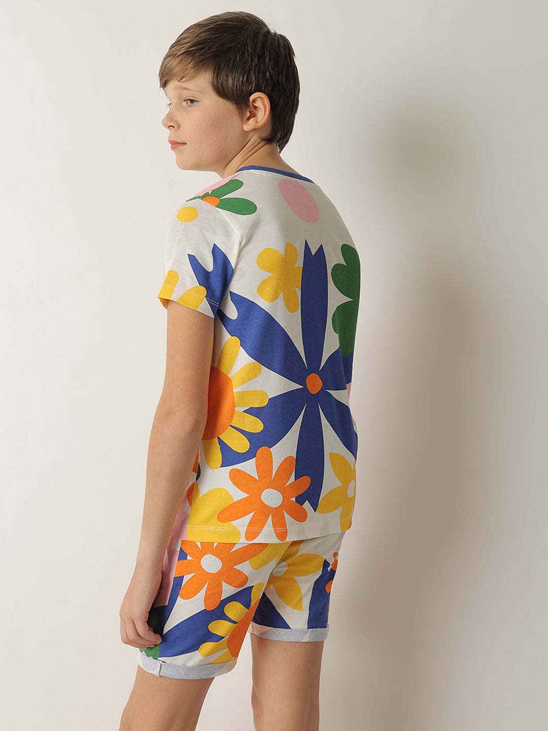 Boys Green Floral Co-ord Set T-shirt