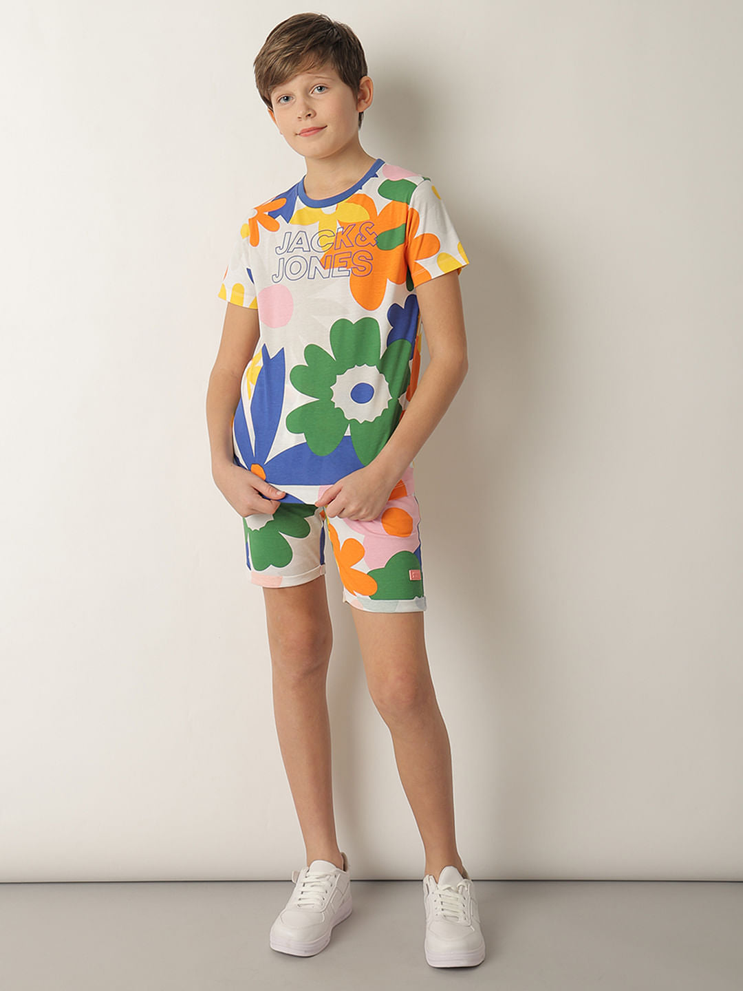 Boys Green Floral Co-ord Set T-shirt