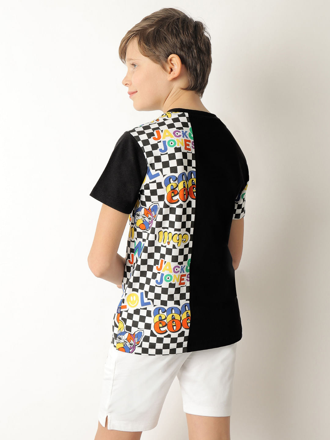 Boys Black Cut & Sew Printed T-shirt
