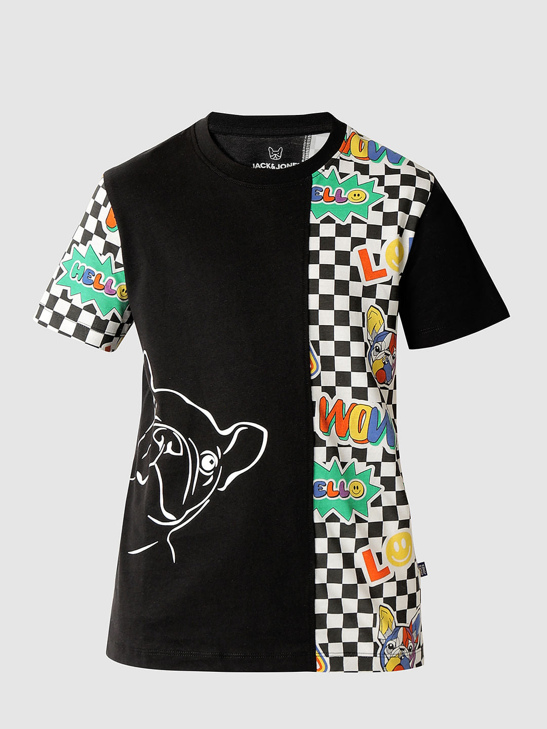 Boys Black Cut & Sew Printed T-shirt