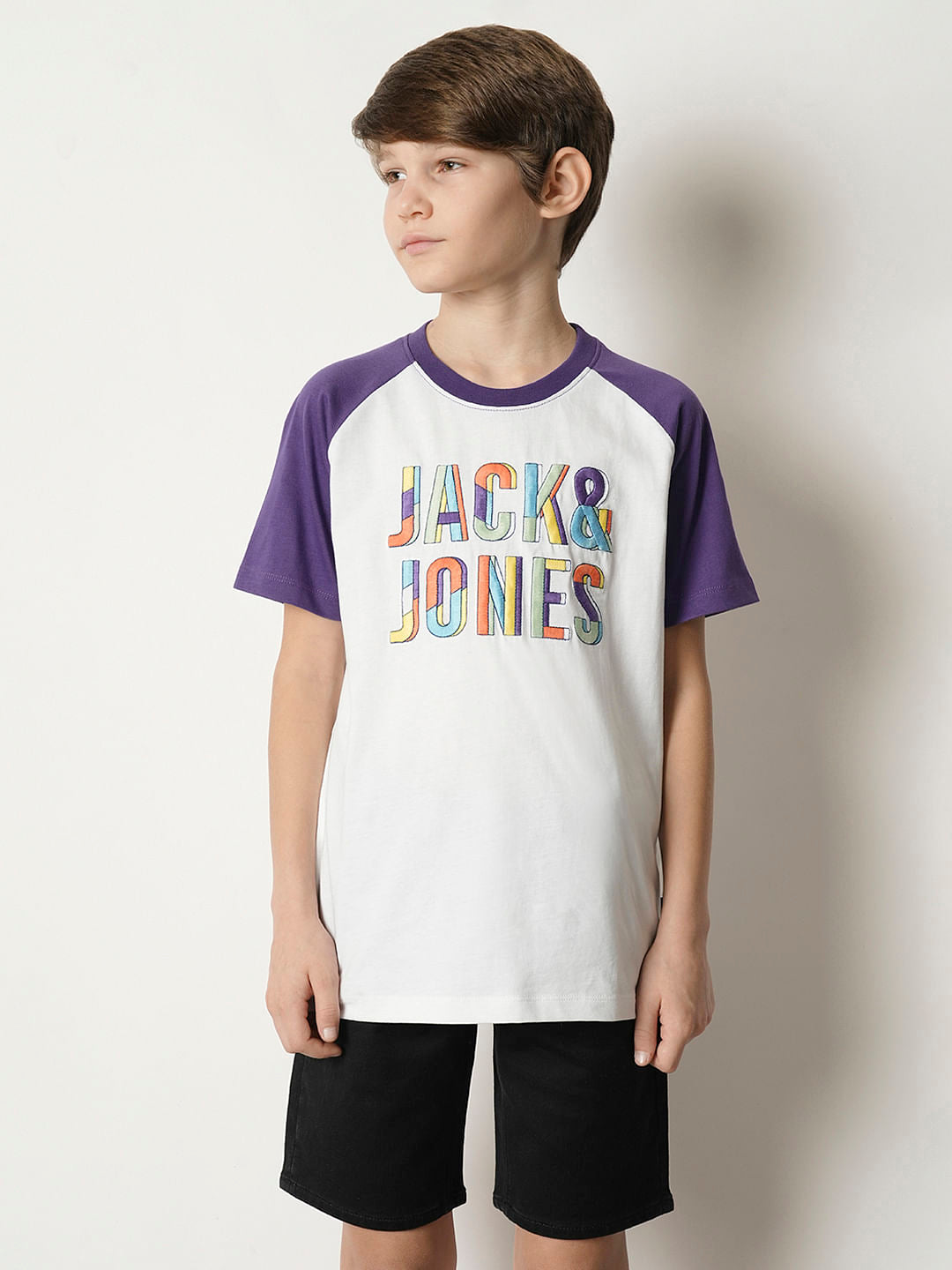Boys White Colourblocked T-shirt