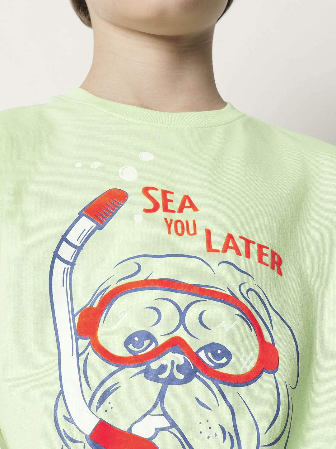 Boys Green Graphic Print T-shirt