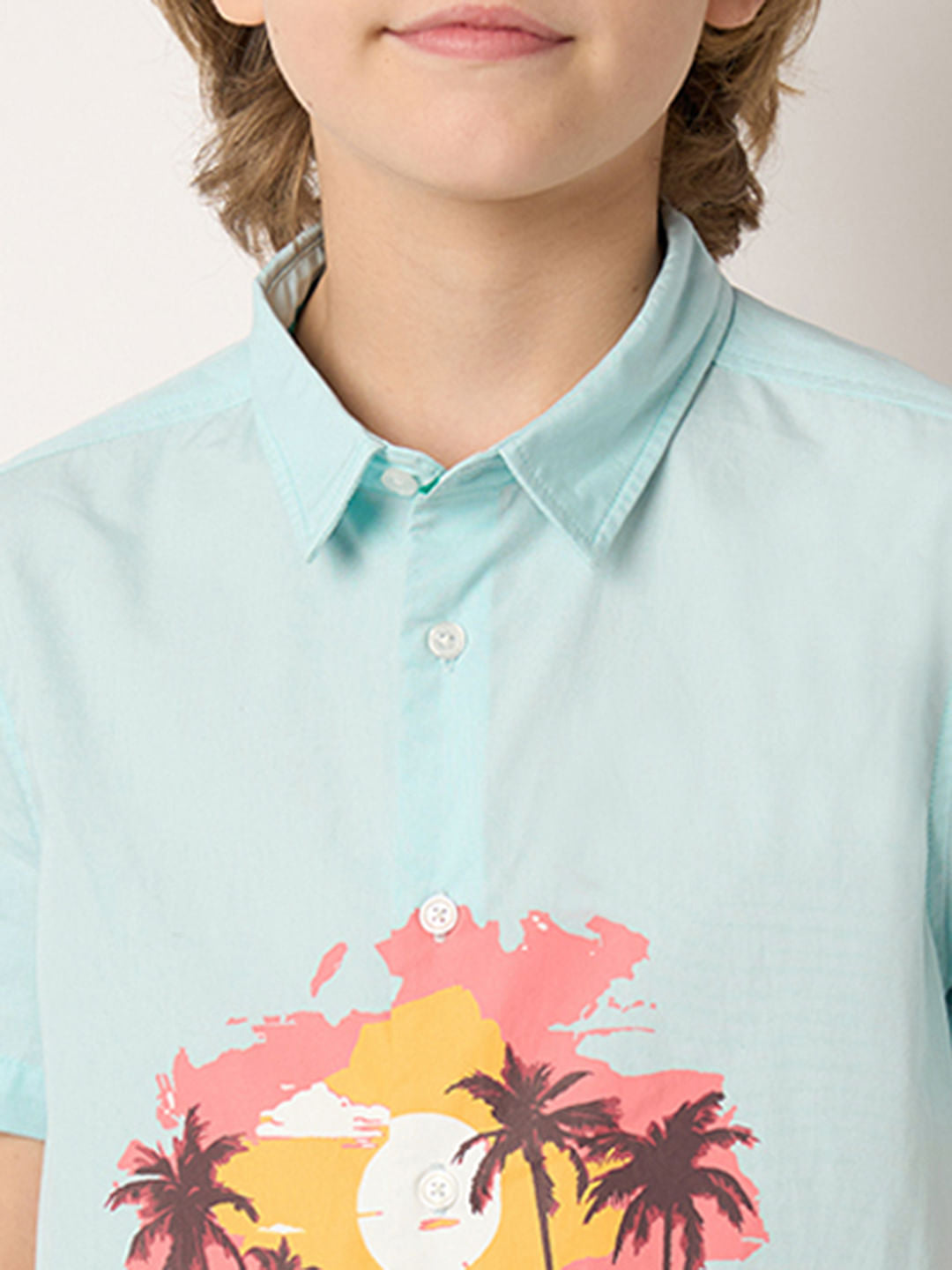 Boys Blue Graphic Print Shirt