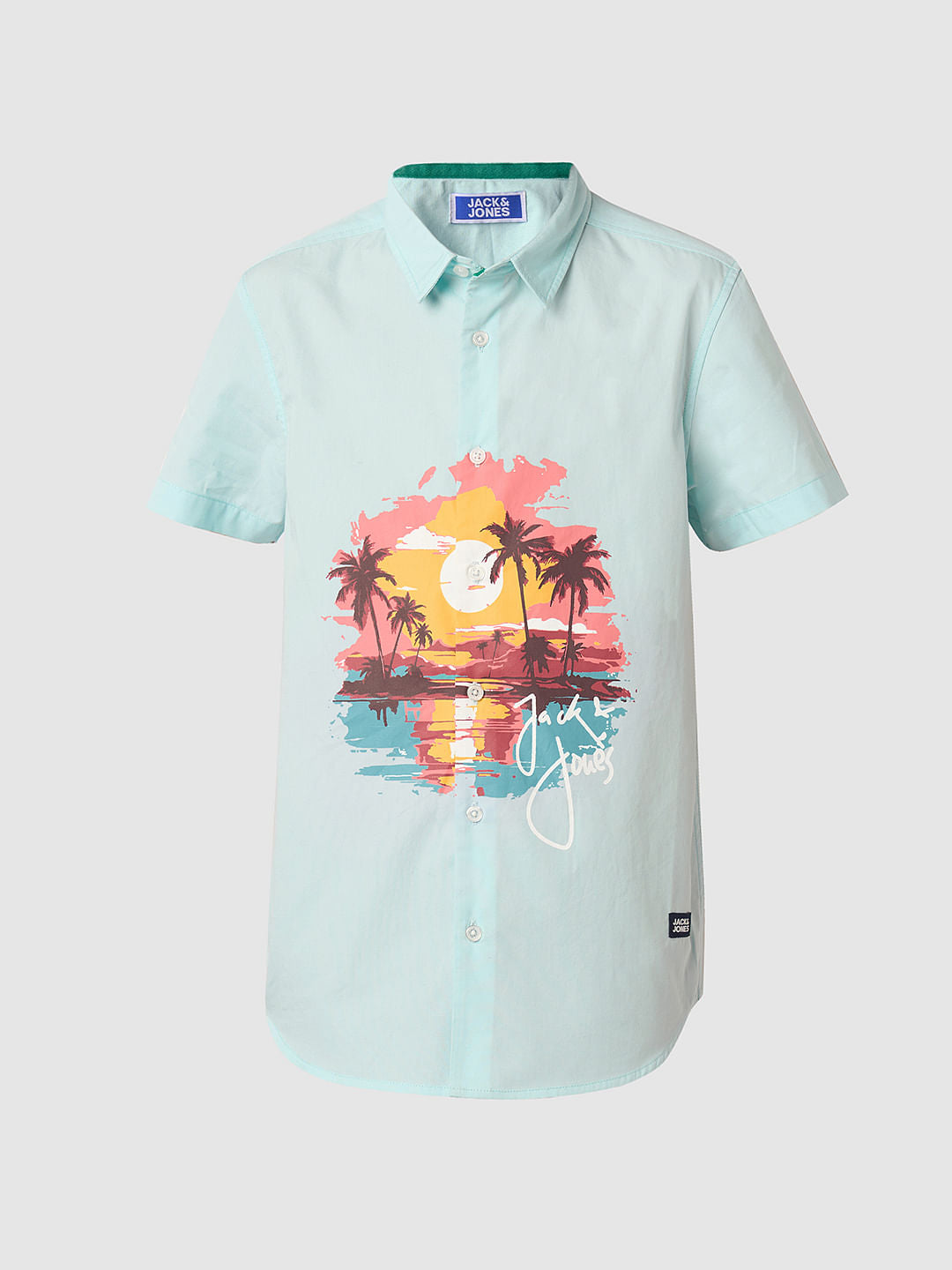 Boys Blue Graphic Print Shirt