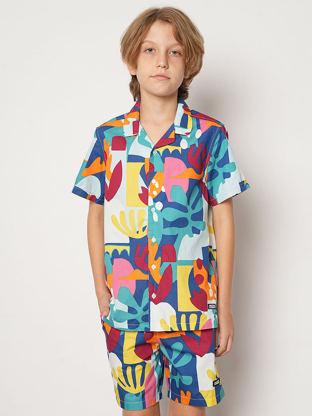 Boys Blue Printed Co-ord Set Shirt