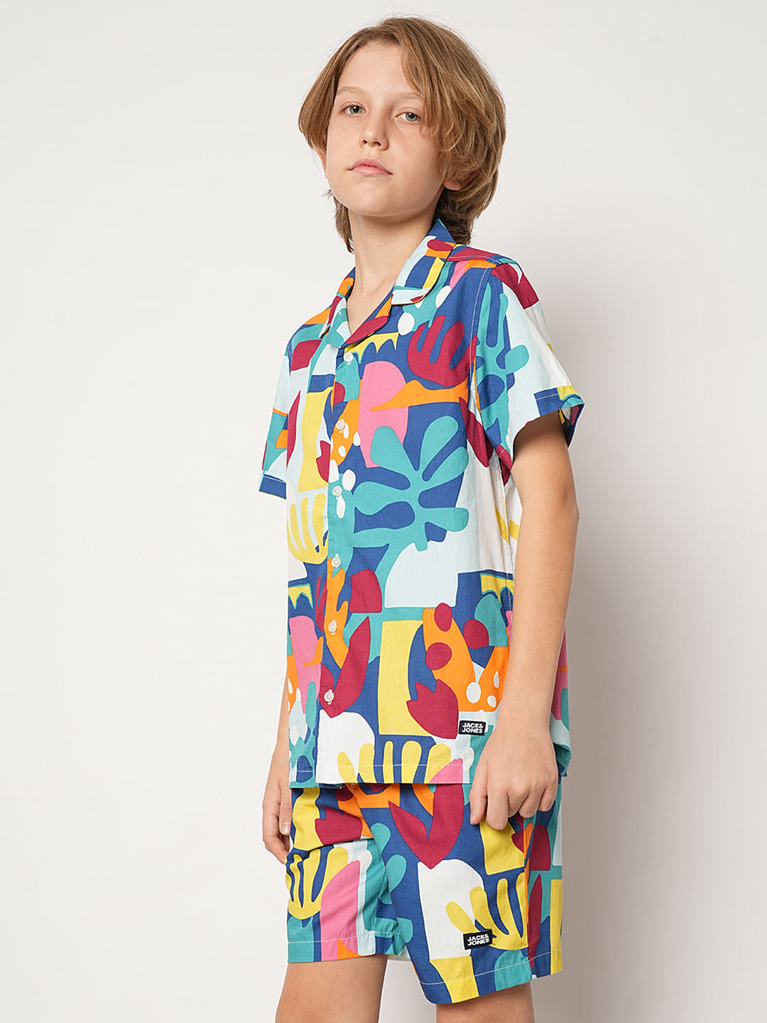Boys Blue Printed Co-ord Set Shirt