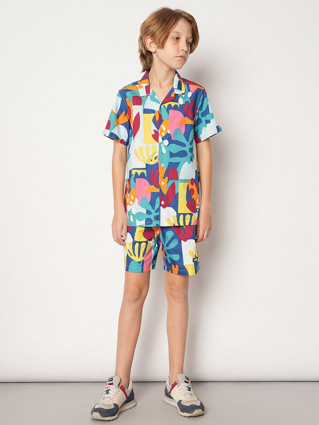 Boys Blue Printed Co-ord Set Shirt