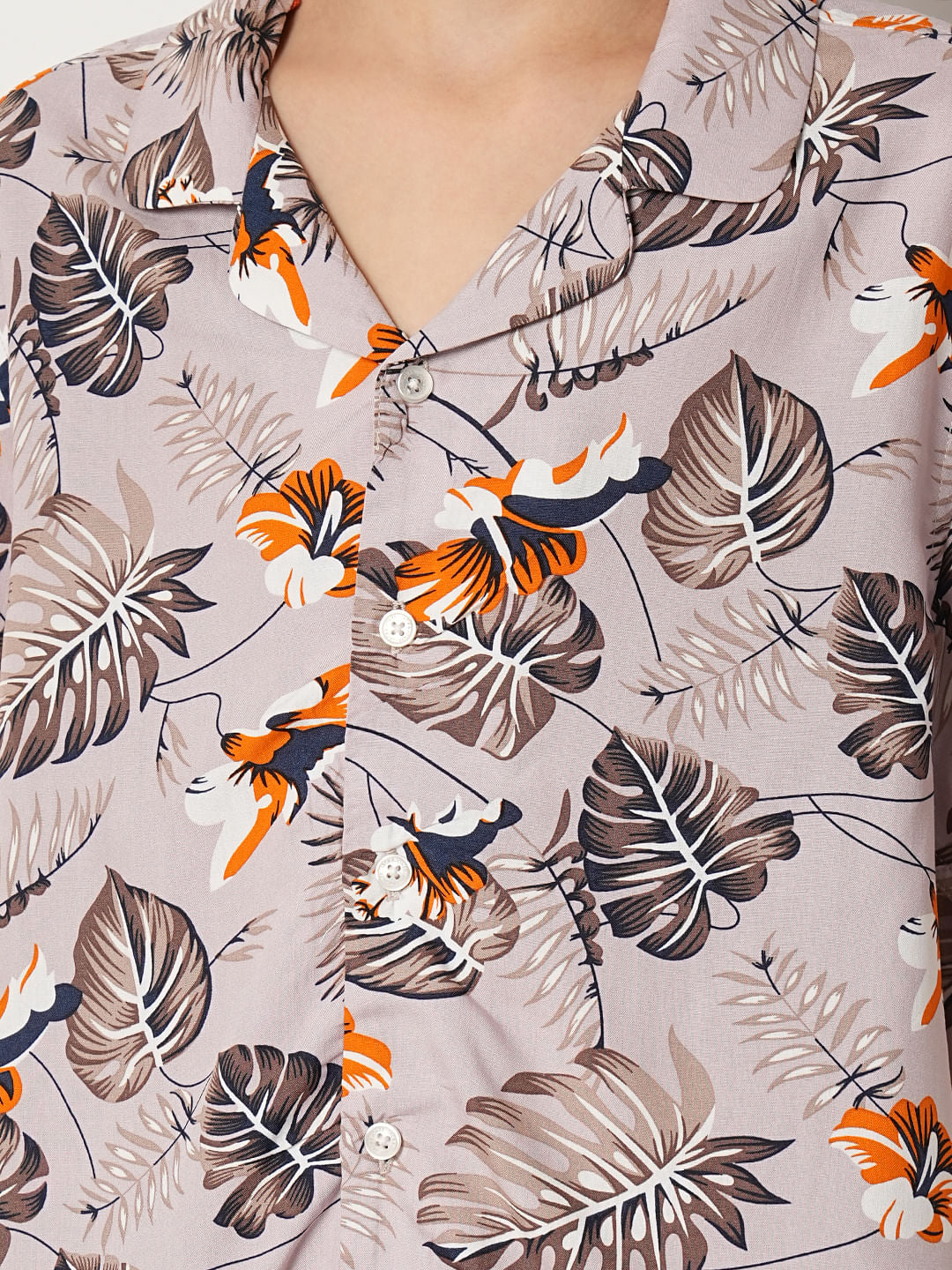 Boys Purple Tropical Print Shirt