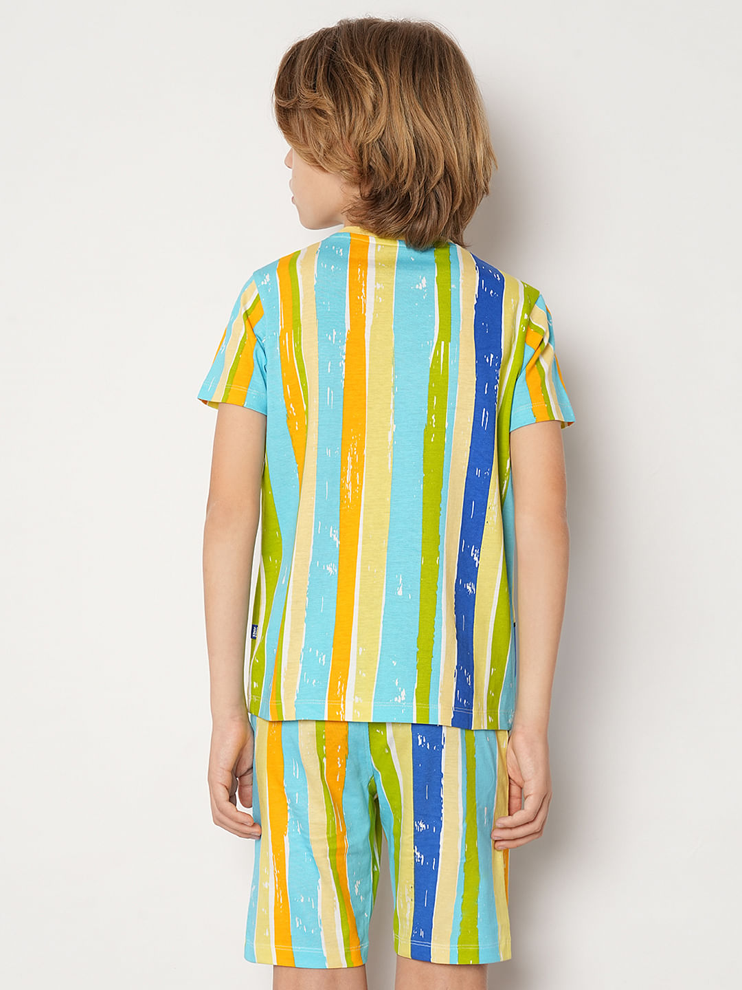 Boys Yellow Striped Knit Co-ord Set T-shirt
