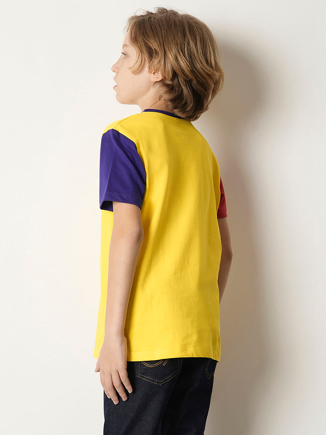 Boys Yellow Colourblocked T-shirt