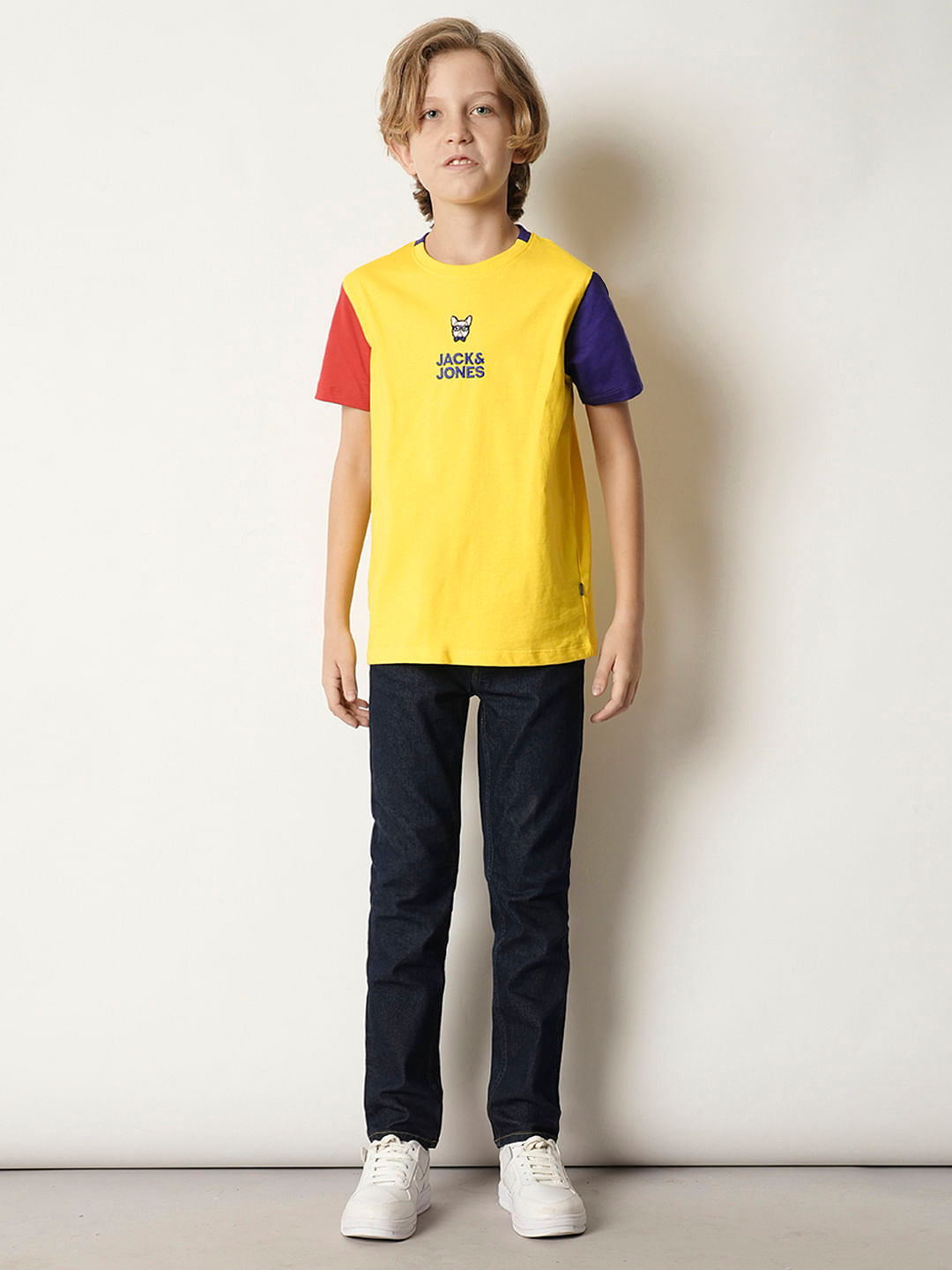 Boys Yellow Colourblocked T-shirt