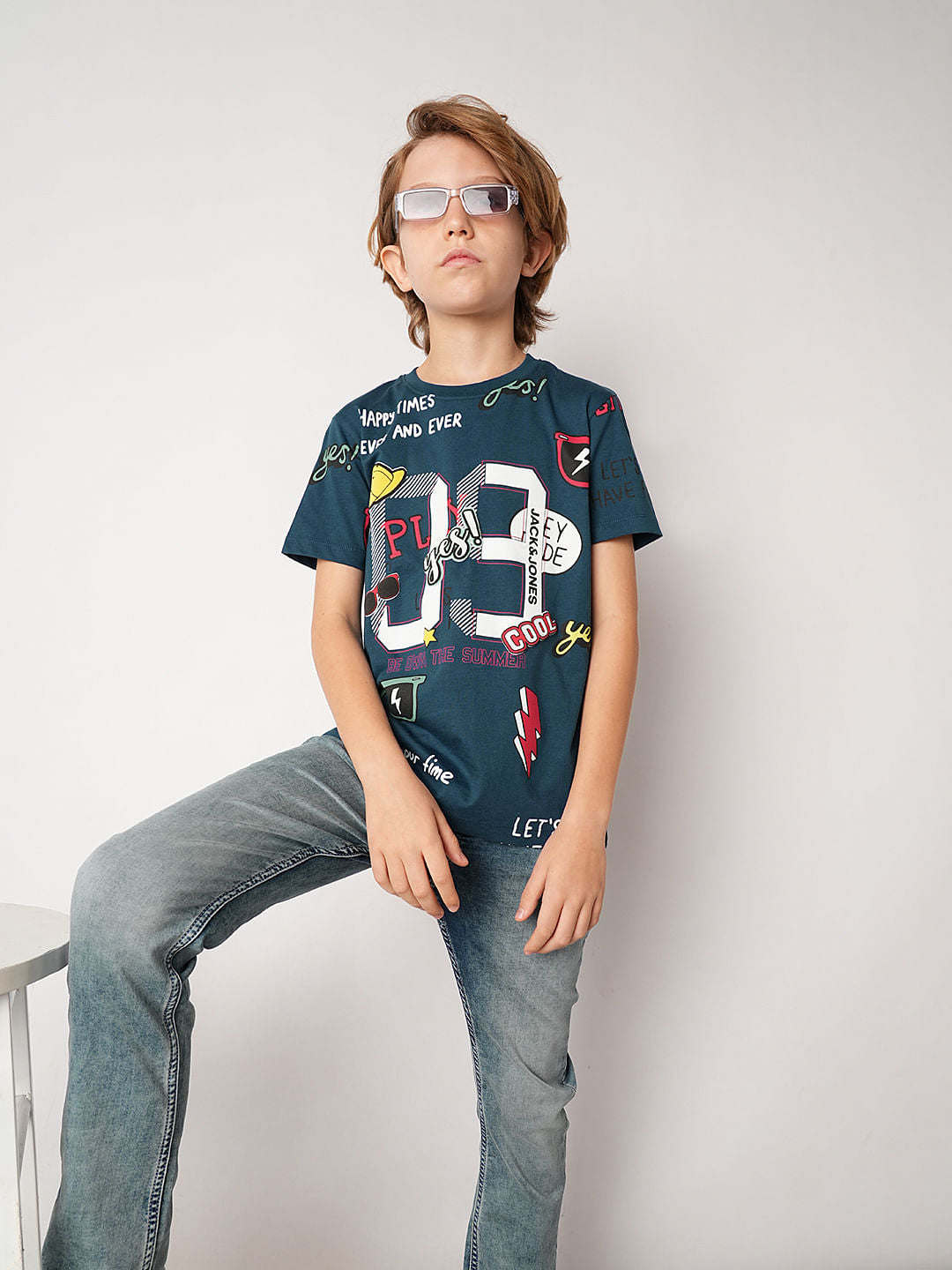 Blue Varsity Print T-Shirt