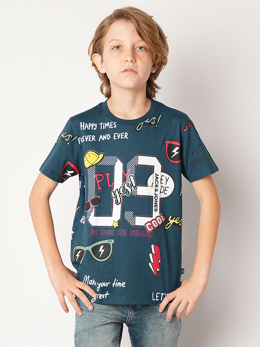 Blue Varsity Print T-Shirt