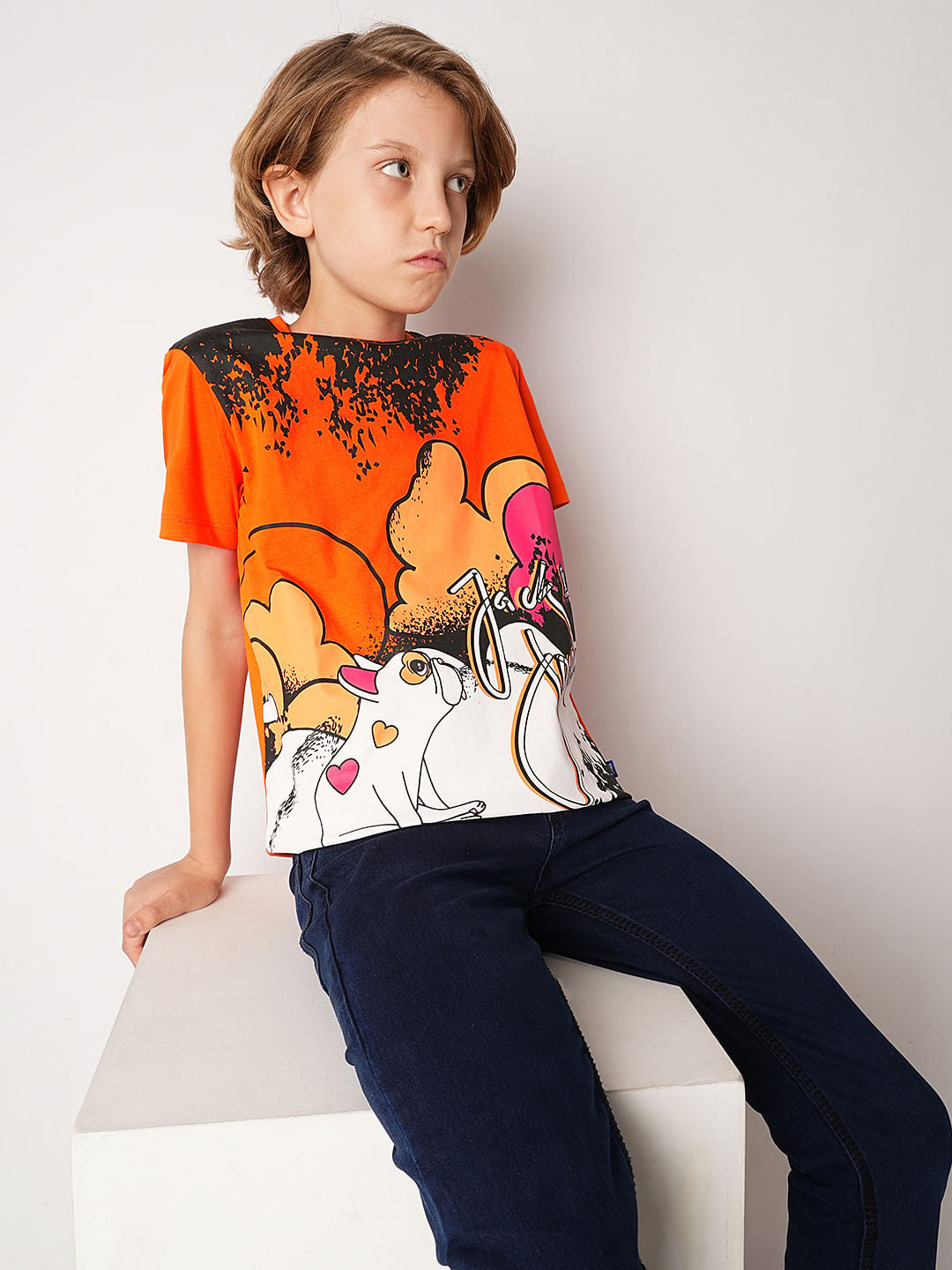 Orange Graphic Print T-Shirt