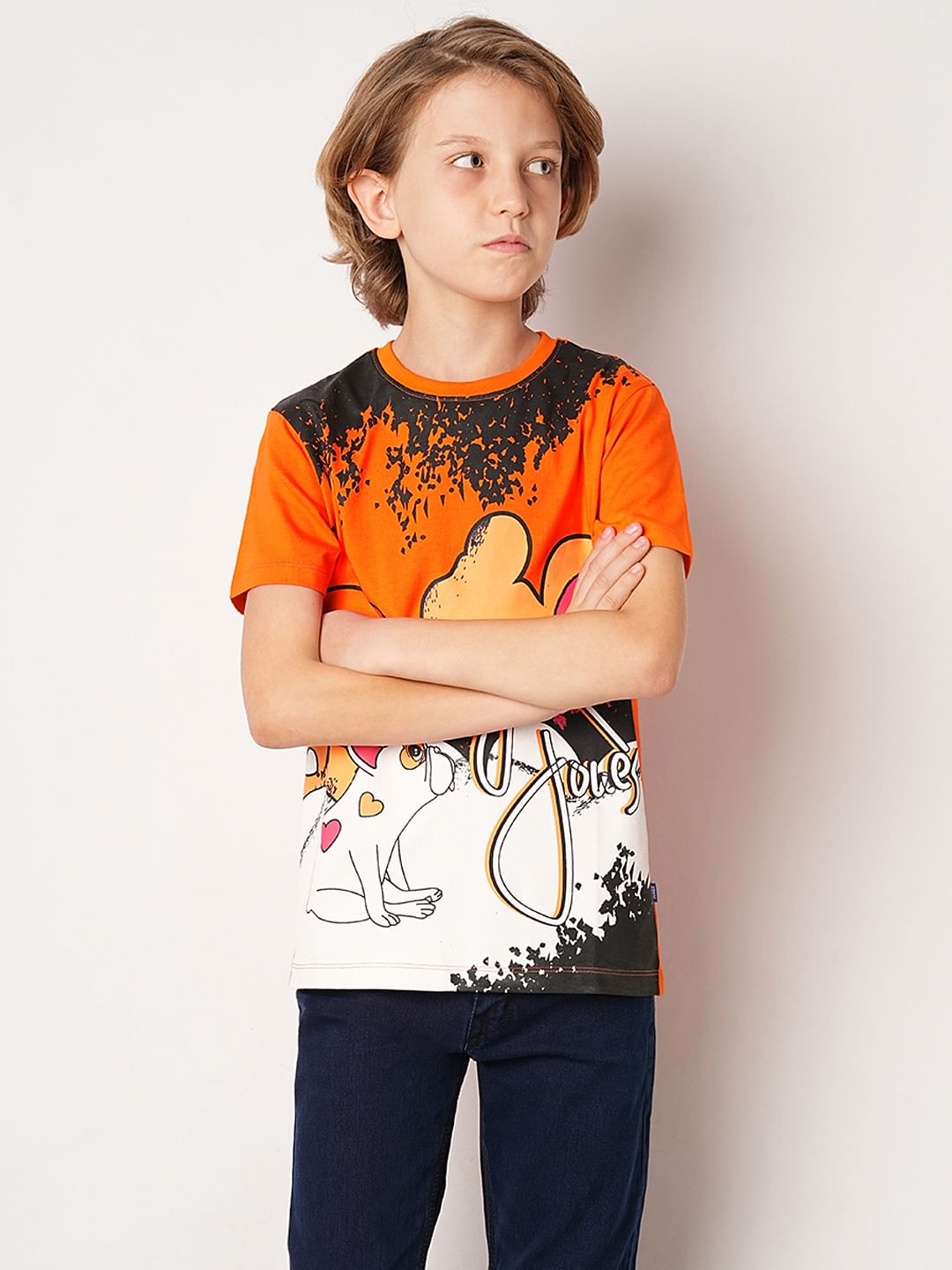 Orange Graphic Print T-Shirt