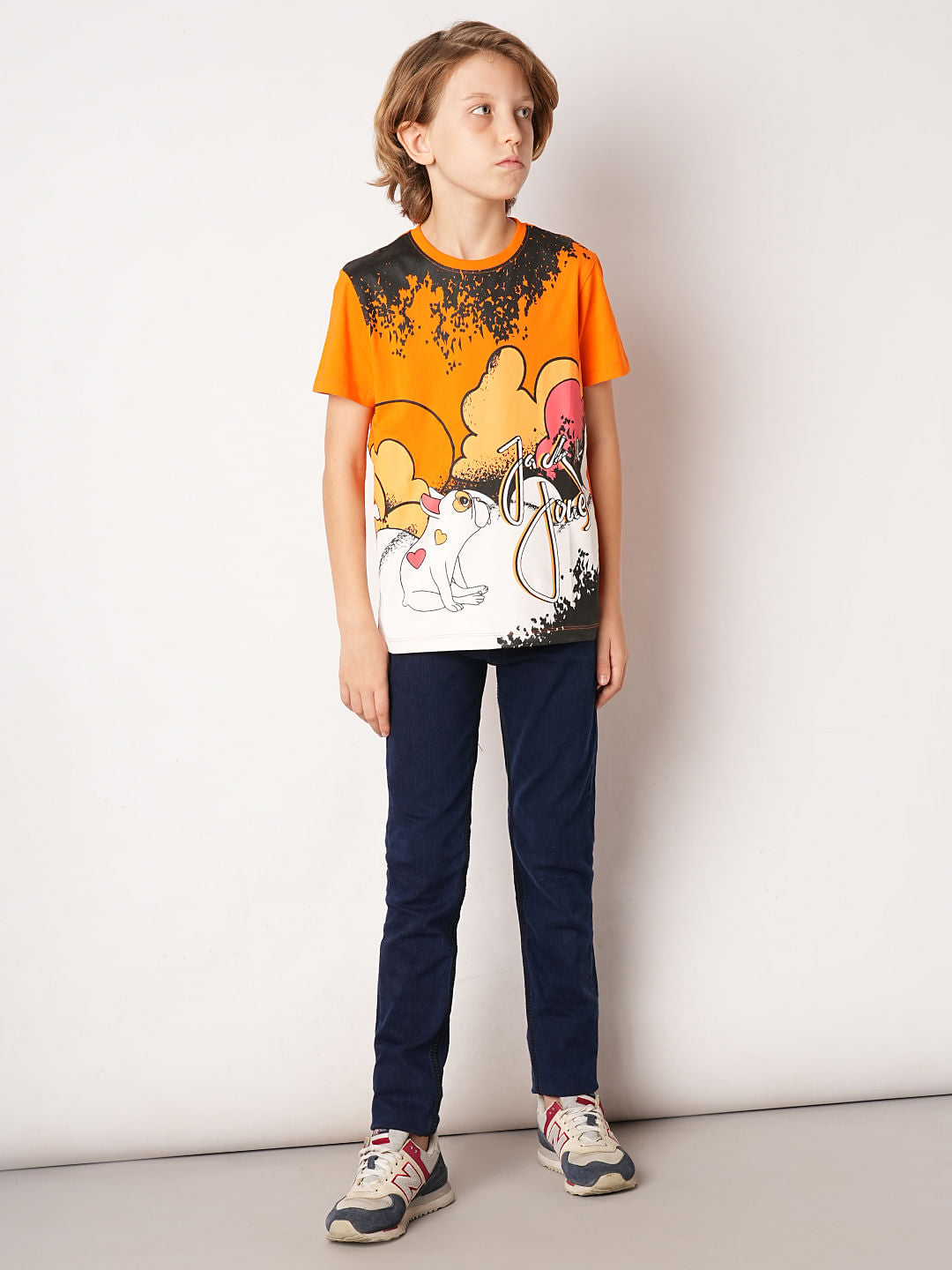 Orange Graphic Print T-Shirt