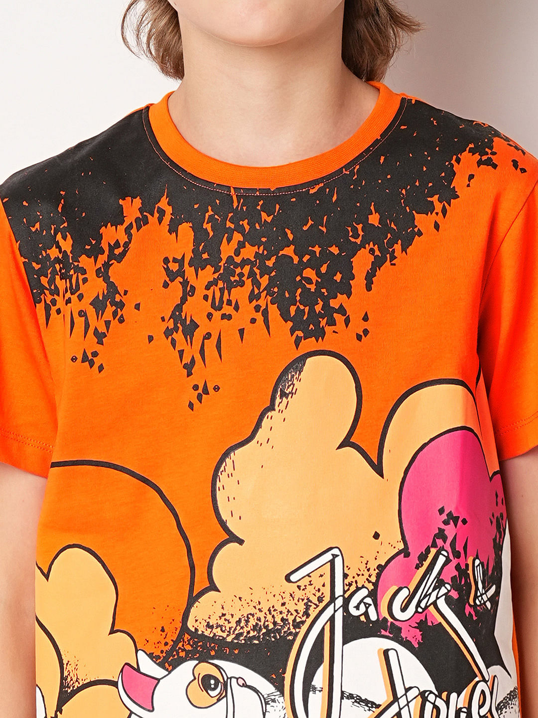 Orange Graphic Print T-Shirt