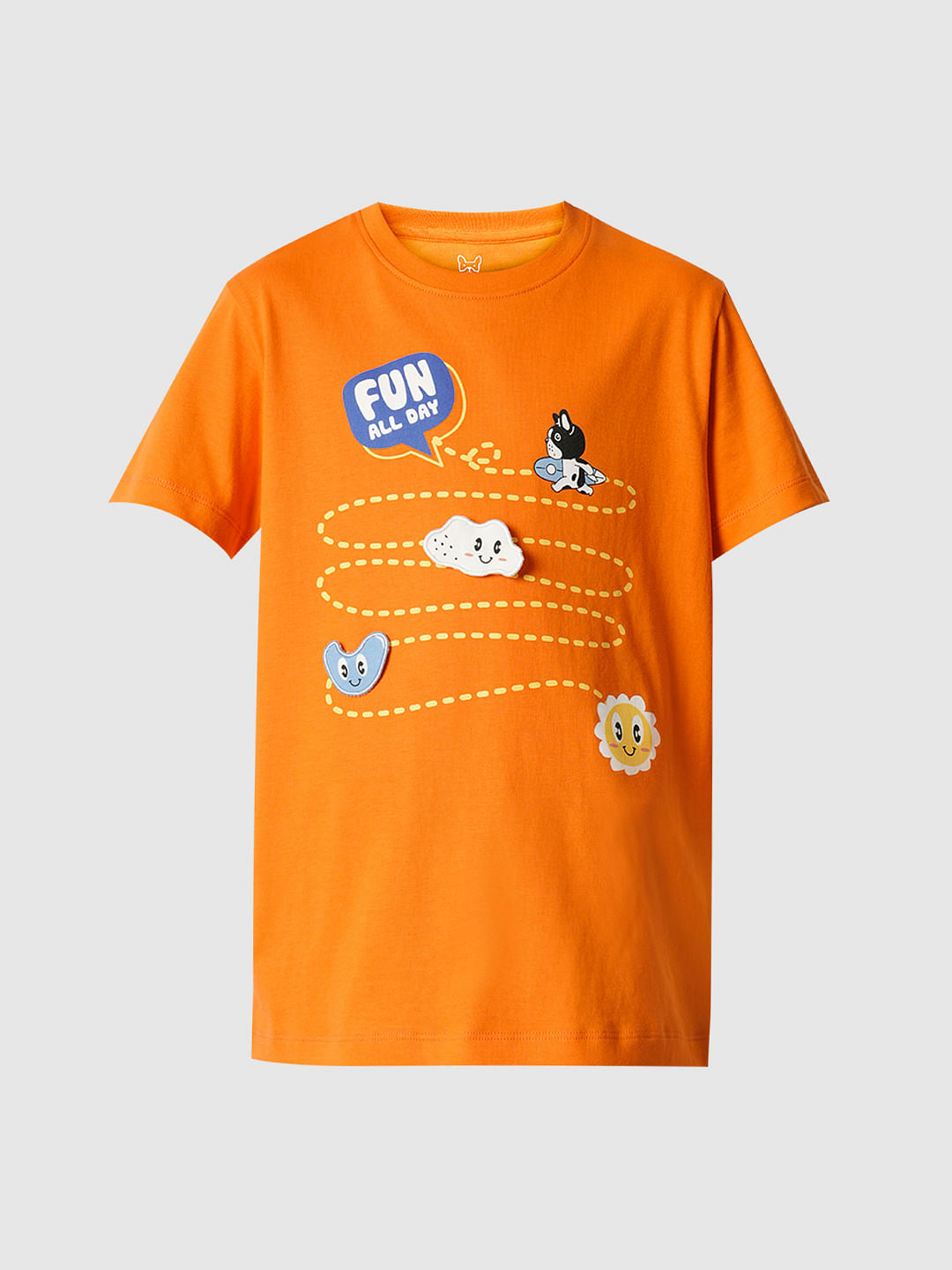 Boys Orange Motif Print T-shirt