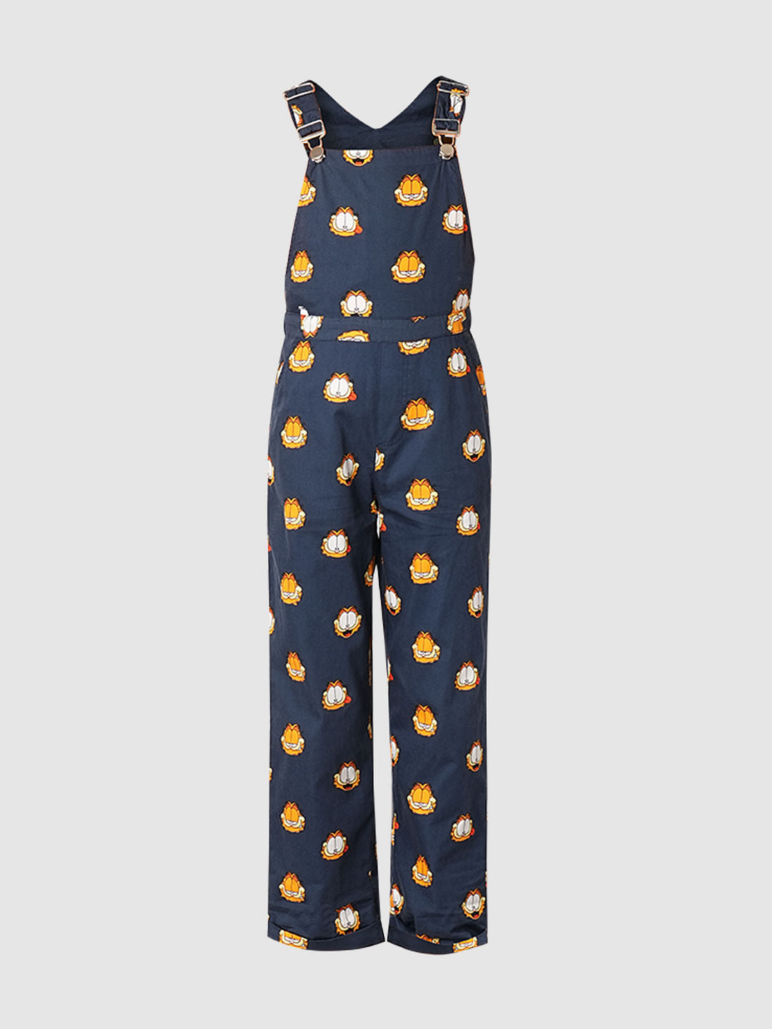 Boys Dark Blue Garfield Print Dungaree