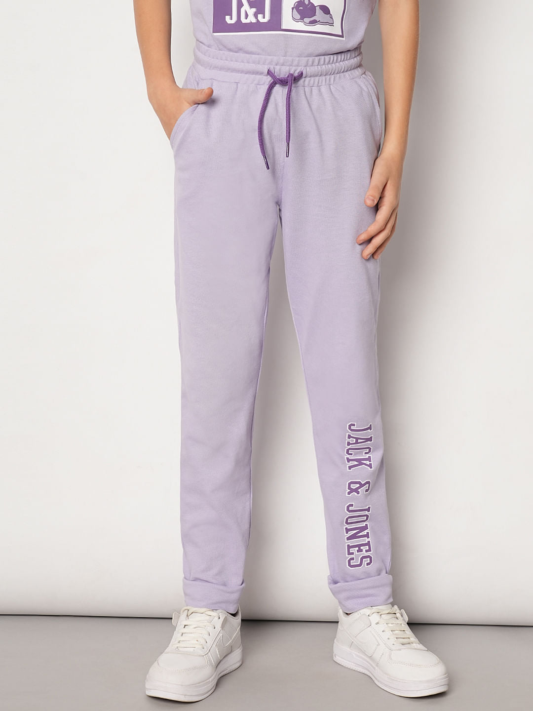 Boys Lilac Printed Co-ord Set Sweatpants
