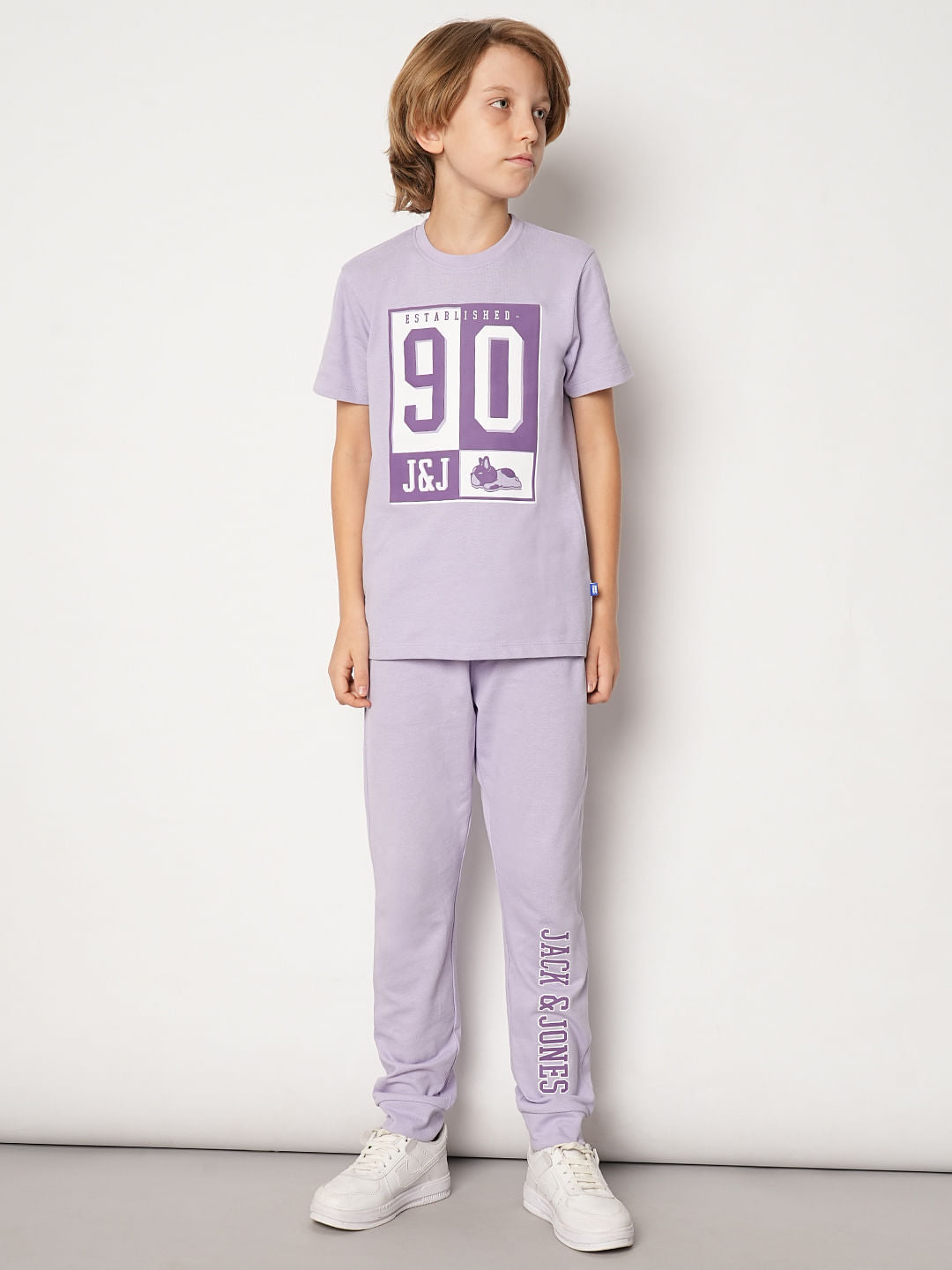 Boys Lilac Printed Co-ord Set Sweatpants