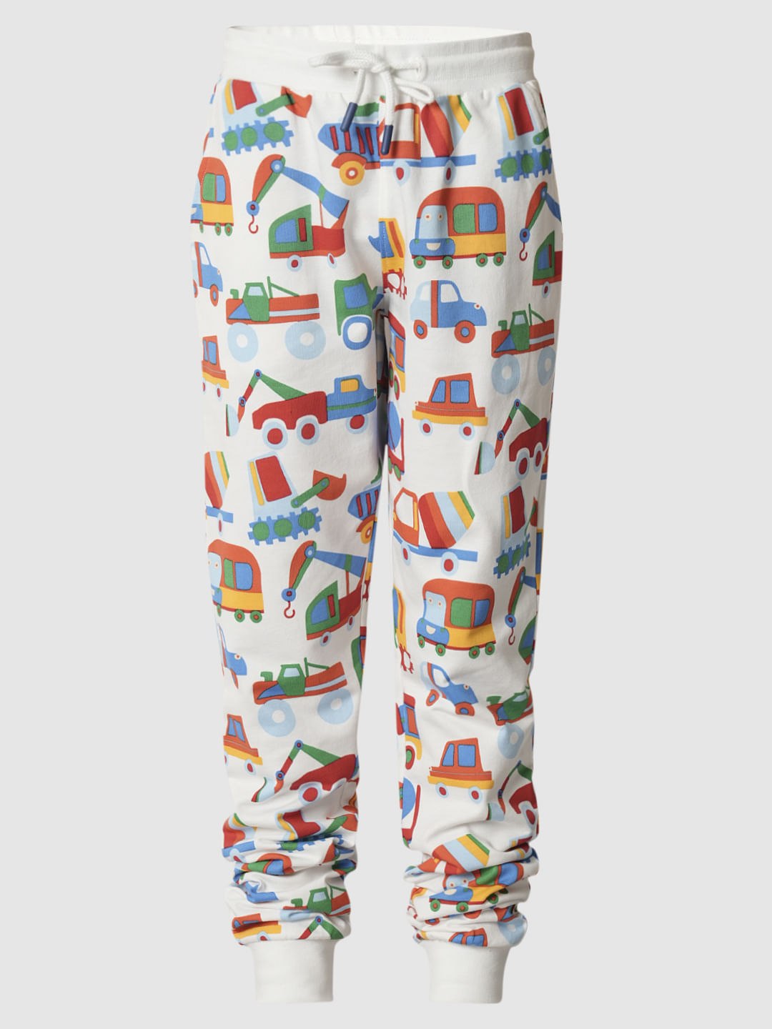 Boys White Car Print Co-ord Set Sweatpants