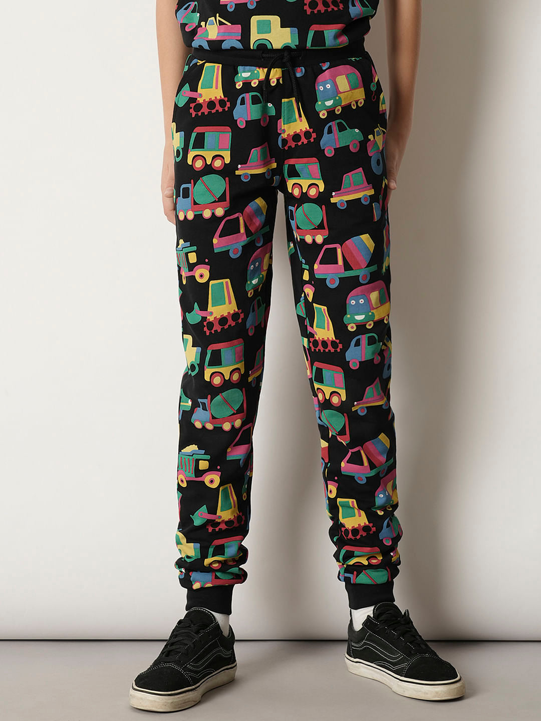 Boys Black Car Print Co-ord Set Sweatpants