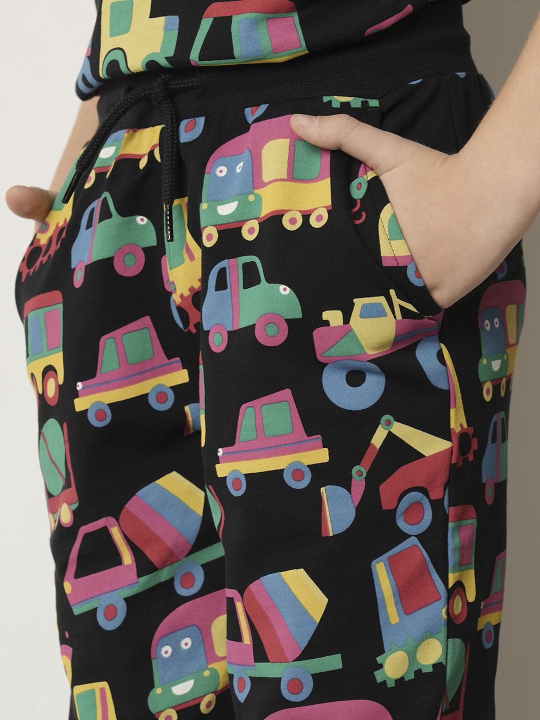 Boys Black Car Print Co-ord Set Sweatpants