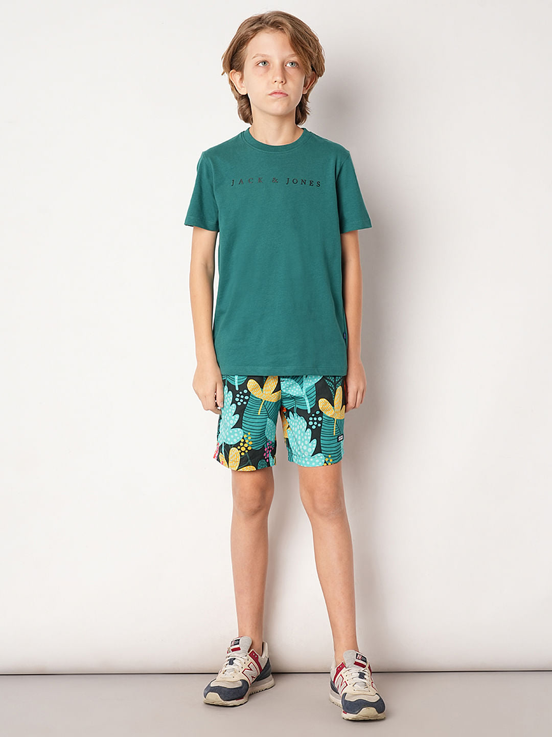 Green Tropical Print Shorts