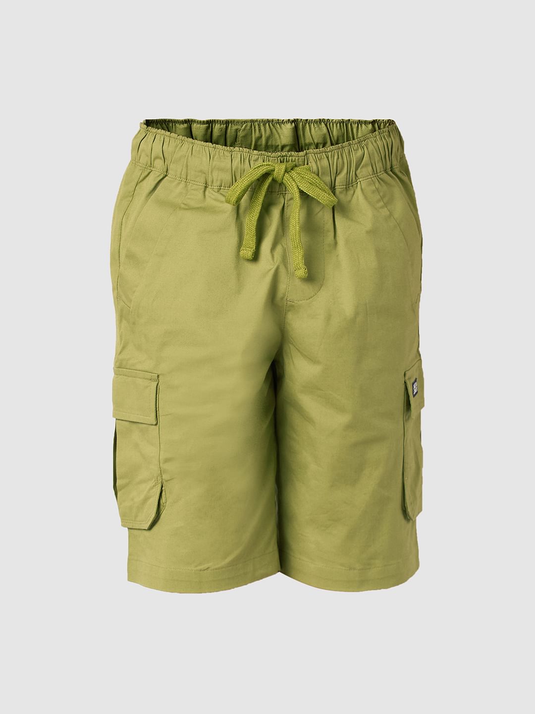 Boys Green Cotton Cargo Shorts