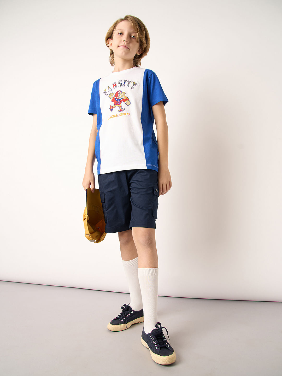 Boys Blue Cotton Cargo Shorts - Main Image