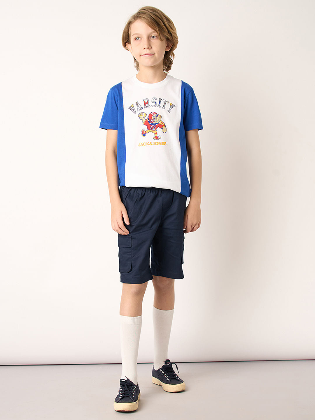 Boys Blue Cotton Cargo Shorts