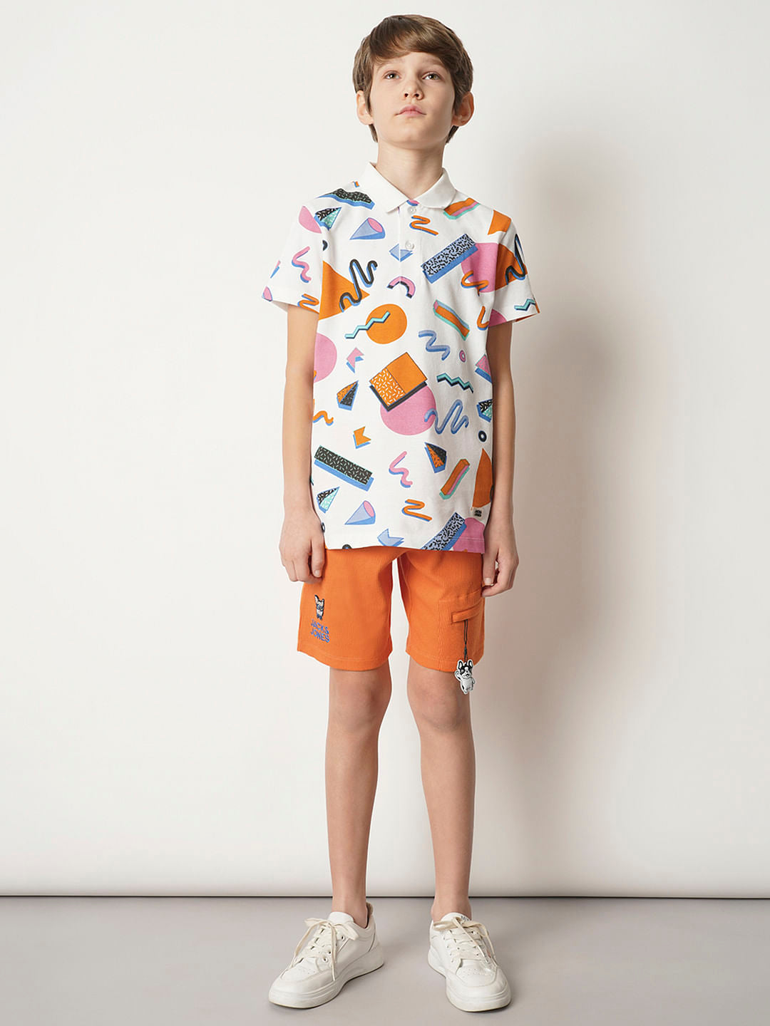 Boys Orange Cotton Knit Shorts
